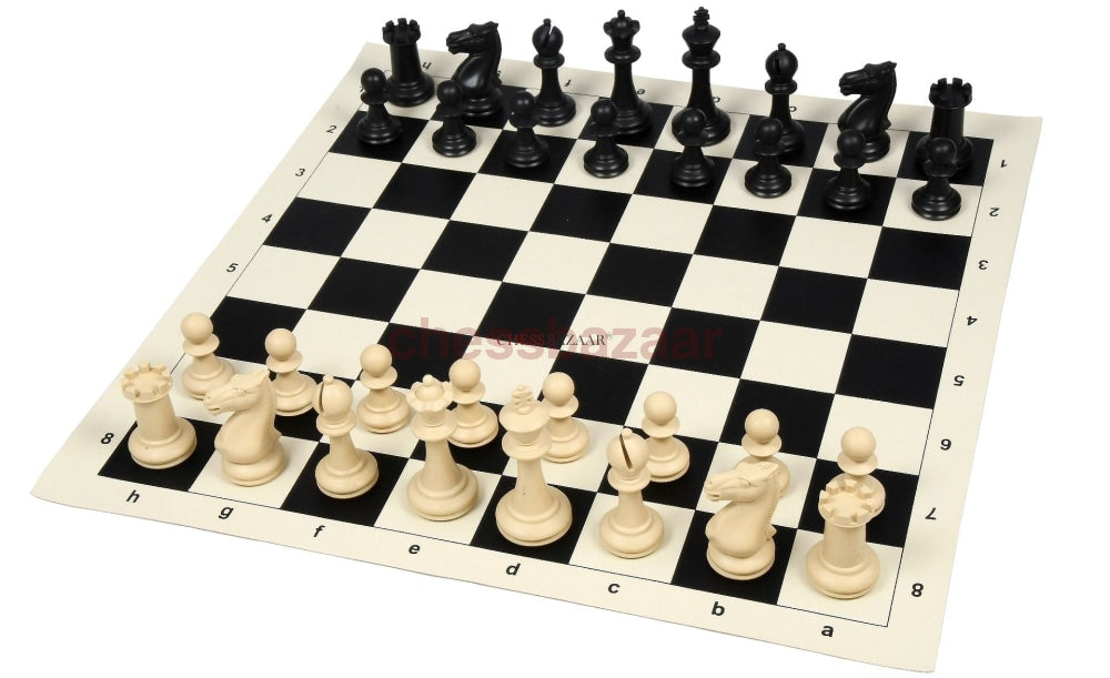 The Study Tournament Kunststoff-Schachfiguren und aufrollbares Schachbrett-Kombination – 7,9 cm King