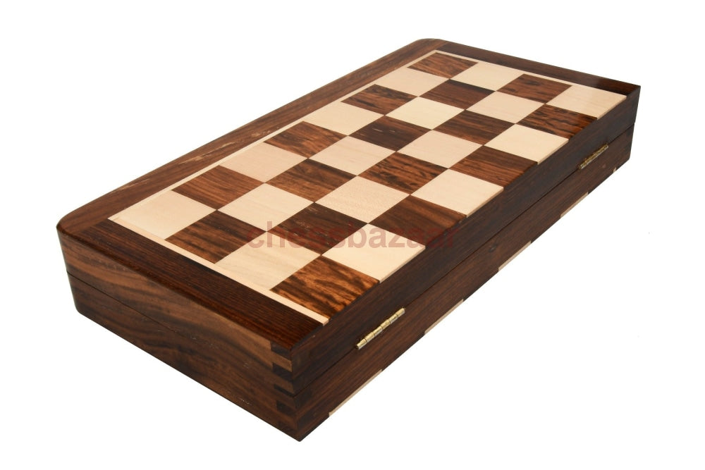 Travel Series faltbares, unmagnetisches Lack-Schachspiel aus Sheesham- oder Ahornholz – 40,6 cm