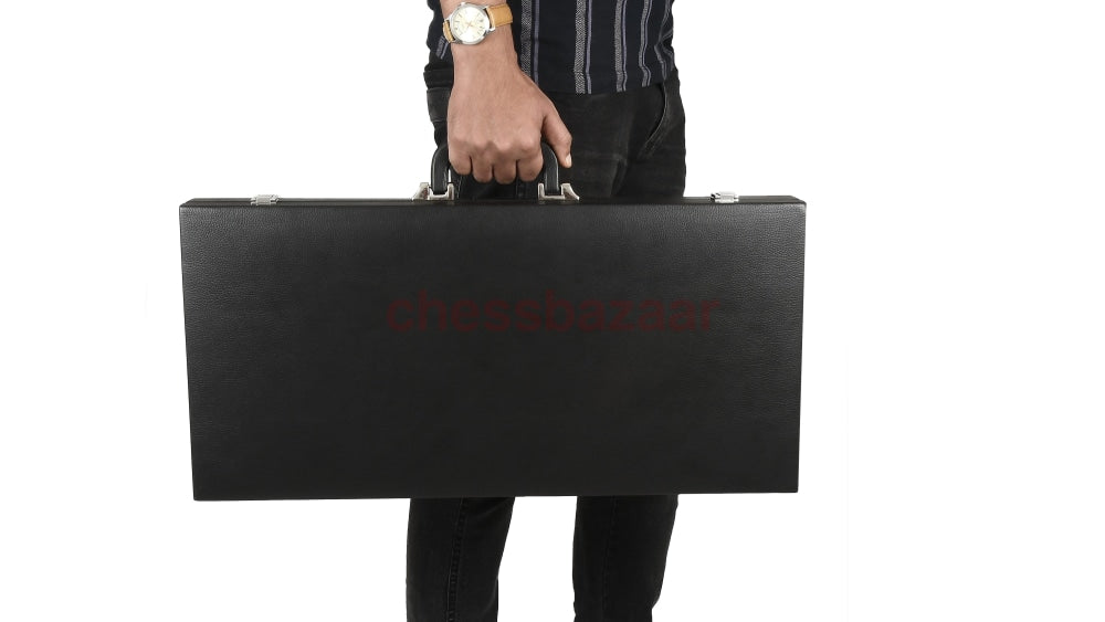 Aufbewahrungskoffer Für 95Mm - 100 Mm Schachfiguren Aus Kunstleder Mit Fächern