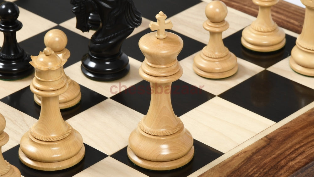Excalibur Staunton Luxus Handgeschnizte Schachfiguren Aus Ebenholz Und Natur Kh 118 Mm