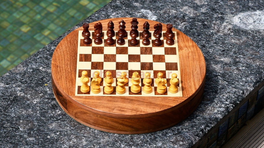 Magnetisch Reise Schachspiel Aus Sheeshamholz Chessbazaar Indien - Rund