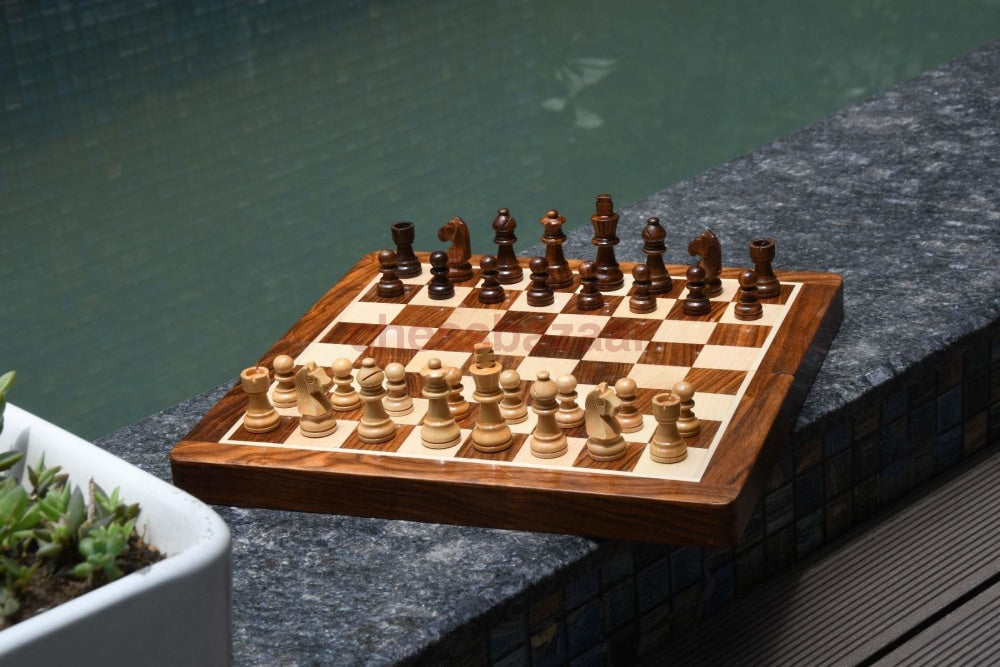Reise Schachspiel Aus Holz Chessbazaar Indien Schachbuch Mit Fächern 30 Cm