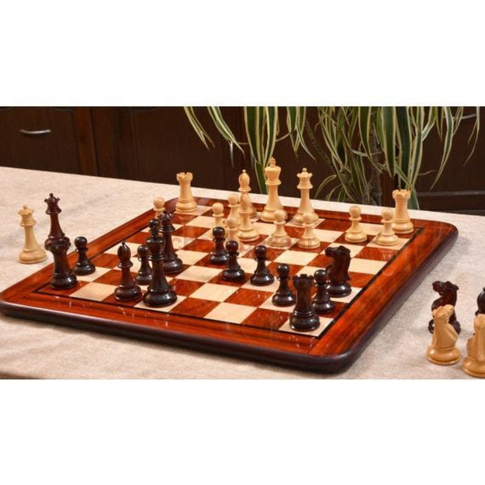 Schachspiel:  Staunton Schachfiguren Aus Rosenholz Und Buchsbaumholz (König 87 Mm) Mit Schachbrett