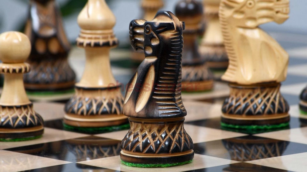 Staunton-Serie:  Doppelt Beschwerte Geflammten Staunton Schachfiguren Handgedrechselt Aus