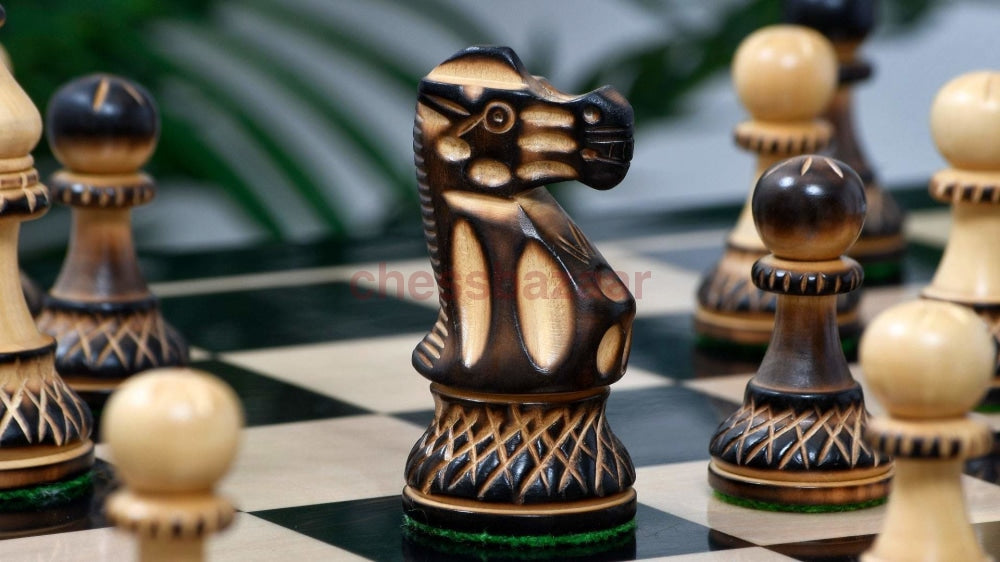 Staunton-Serie:  Doppelt Beschwerte Geflammten Staunton Schachfiguren Handgedrechselt Aus